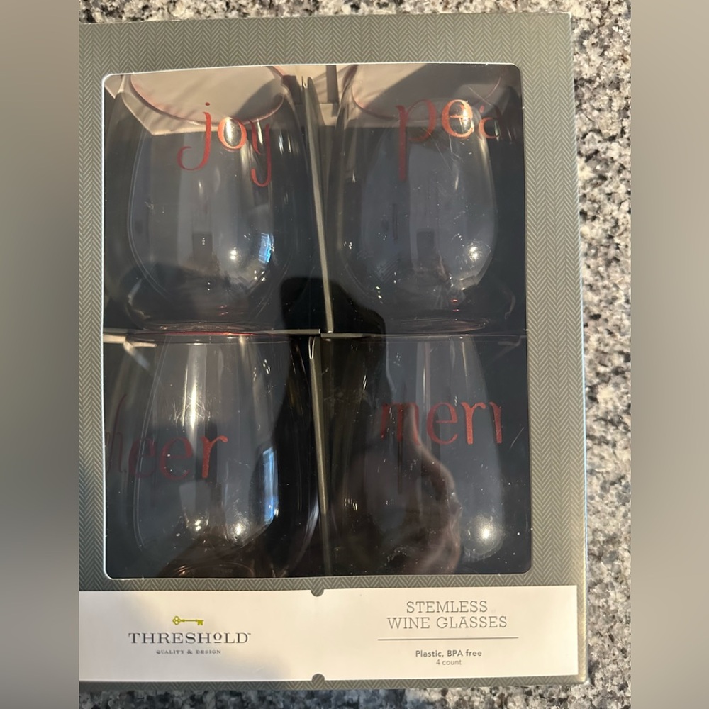 Threshold Christmas Holiday Wine Glasses